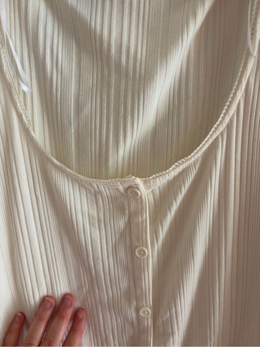 Divided Cream Ribbed Button-Front Long Sleeve Dress - Picture 3 of 3